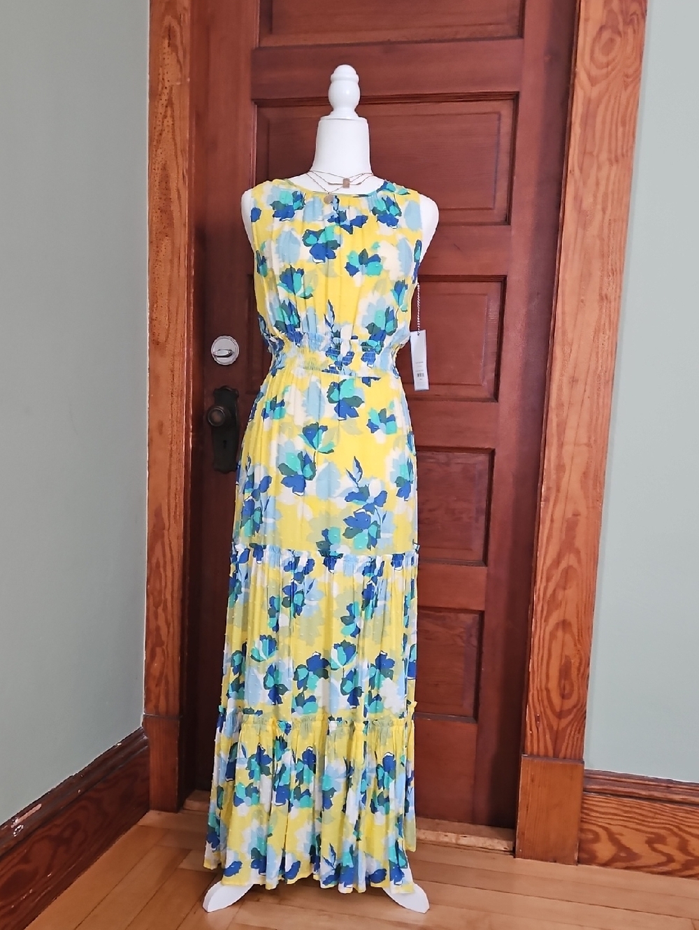 Draper James Yellow Floral Sleeveless Maxi Dress